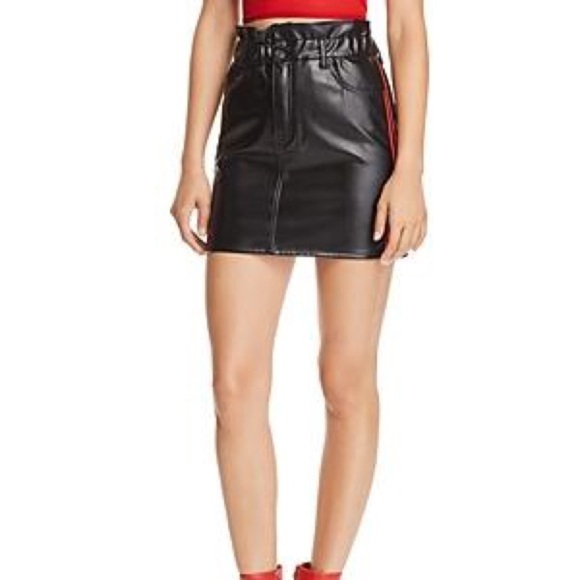 Sunset + Spring Track Stripe Faux Leather Skirt - Picture 2 of 11